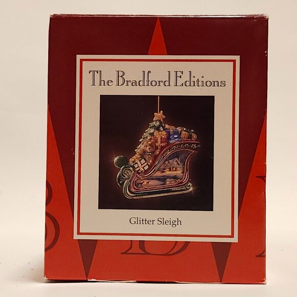 Thomas Kinkade Glitter Sleigh Porcelain Ornament New Bradford Editions 2004 BNIP - Picture 14 of 14